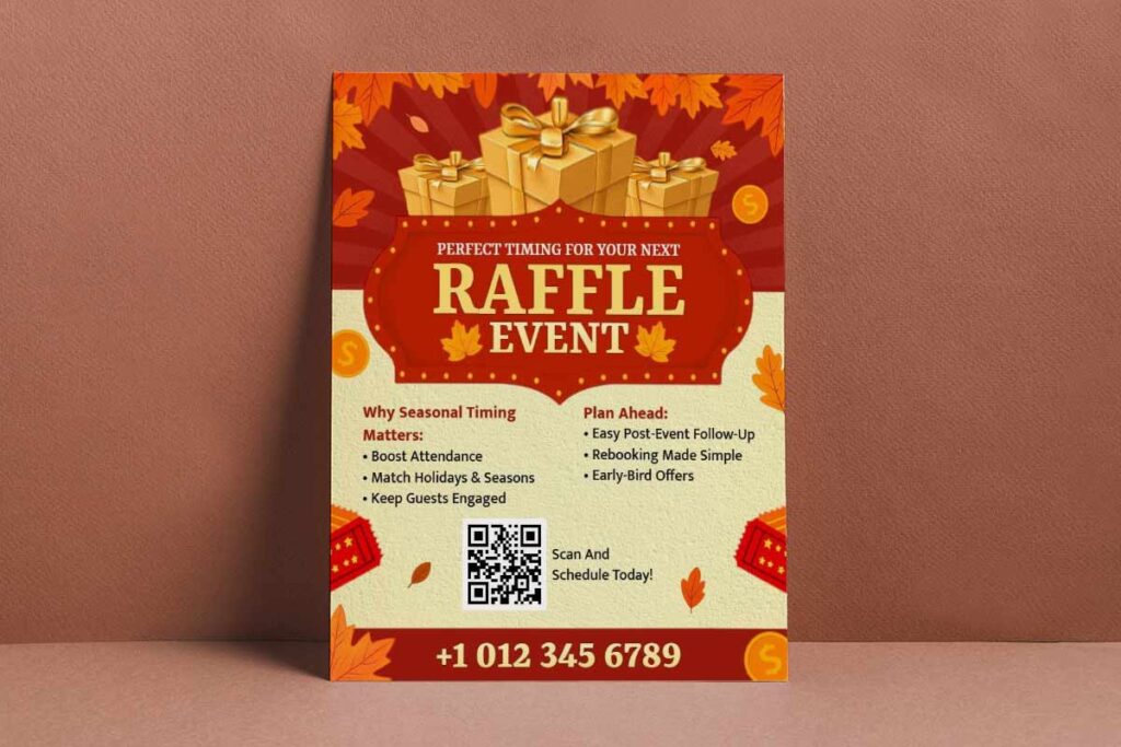 Flyer layout illustrating seasonal planning windows for client engagement