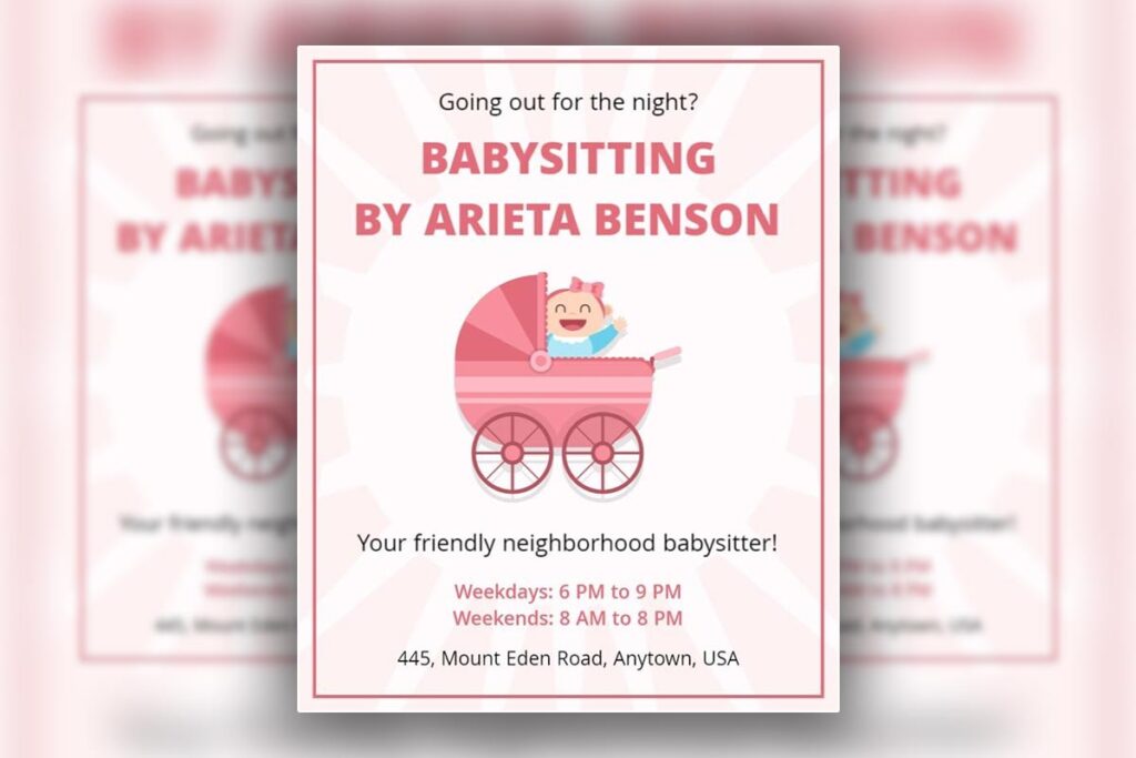 Babysitting flyer tailored to different parent needs