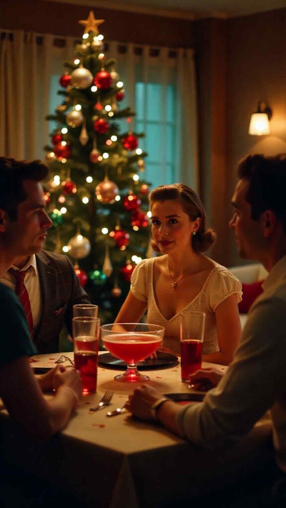 1950s Christmas Party Gathering Wallpaper