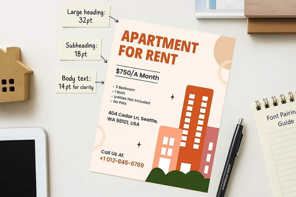 AI flyer generator font size