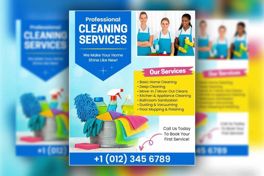 Luxury cleaning service flyer with premium fonts and colors