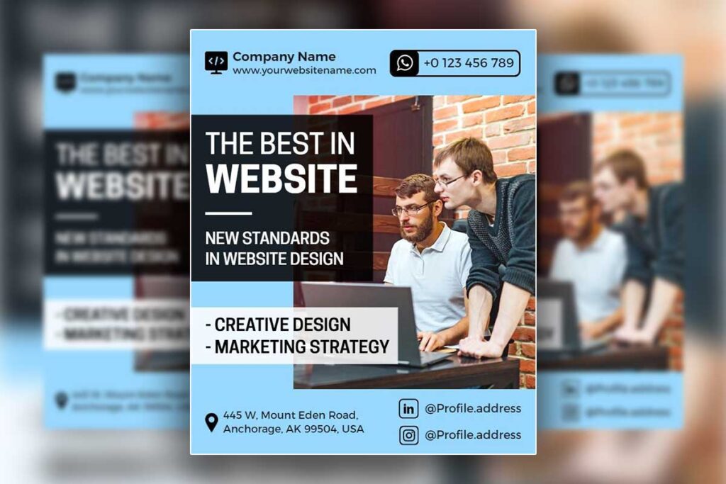 Web development flyer with modern fonts