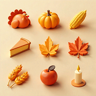 3D Thanksgiving Icons