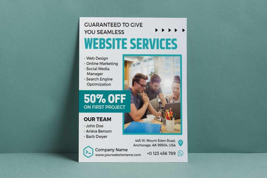 Web flyer with trust signals and CTAs