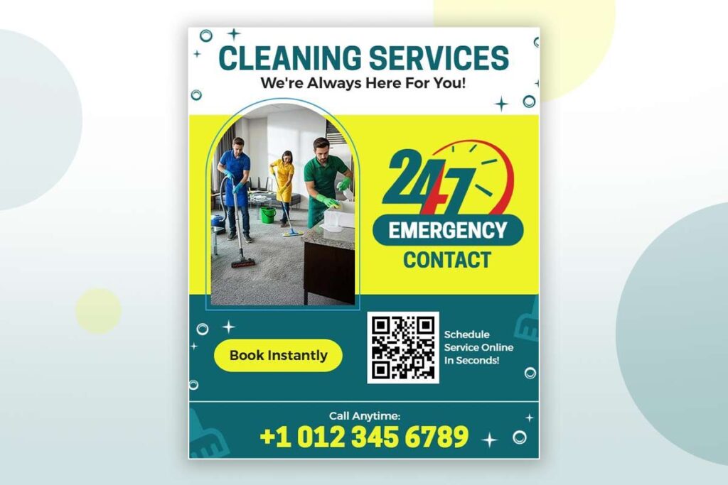 Crisis flyer with urgent emergency response messaging