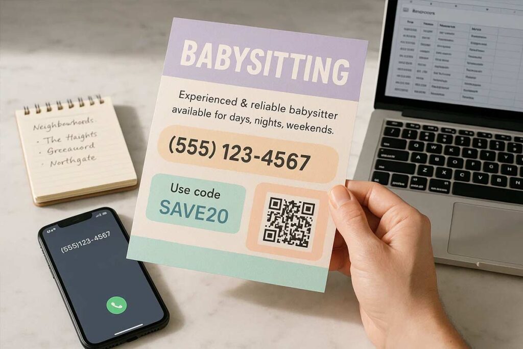 Tracking babysitting flyer responses with QR codes, promo codes, and metrics