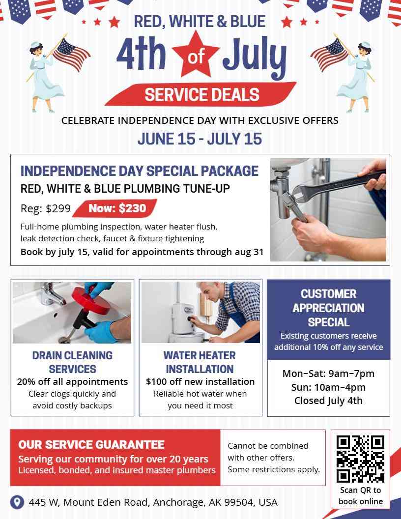 4th of July Flyer Template with Elements