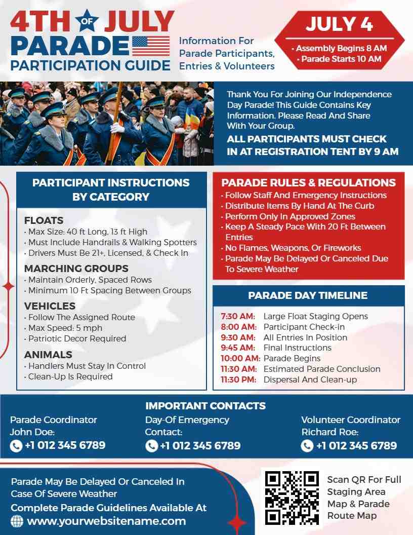 4th Of July Parade Participation Guide Flyer Template