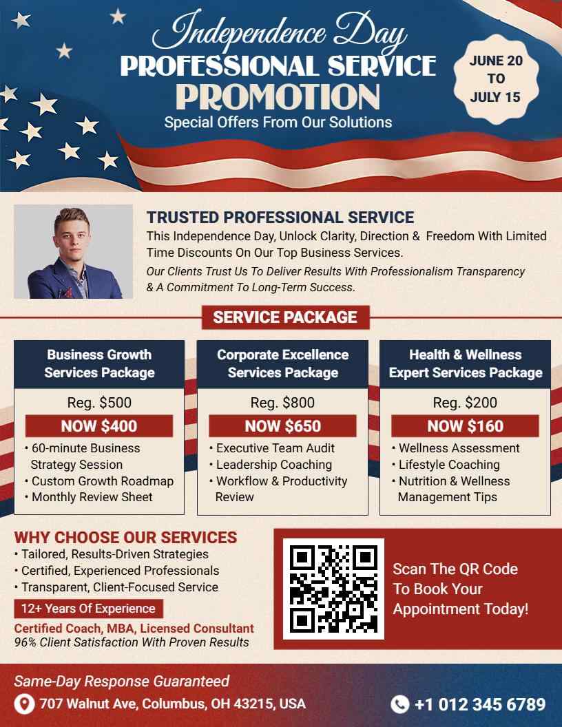 Patriotic Small Business Service Promotion Flyer Template