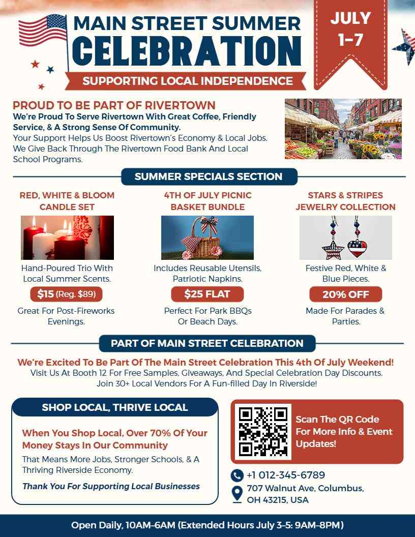 Independence Day Small Business Summer Celebration Flyer Template