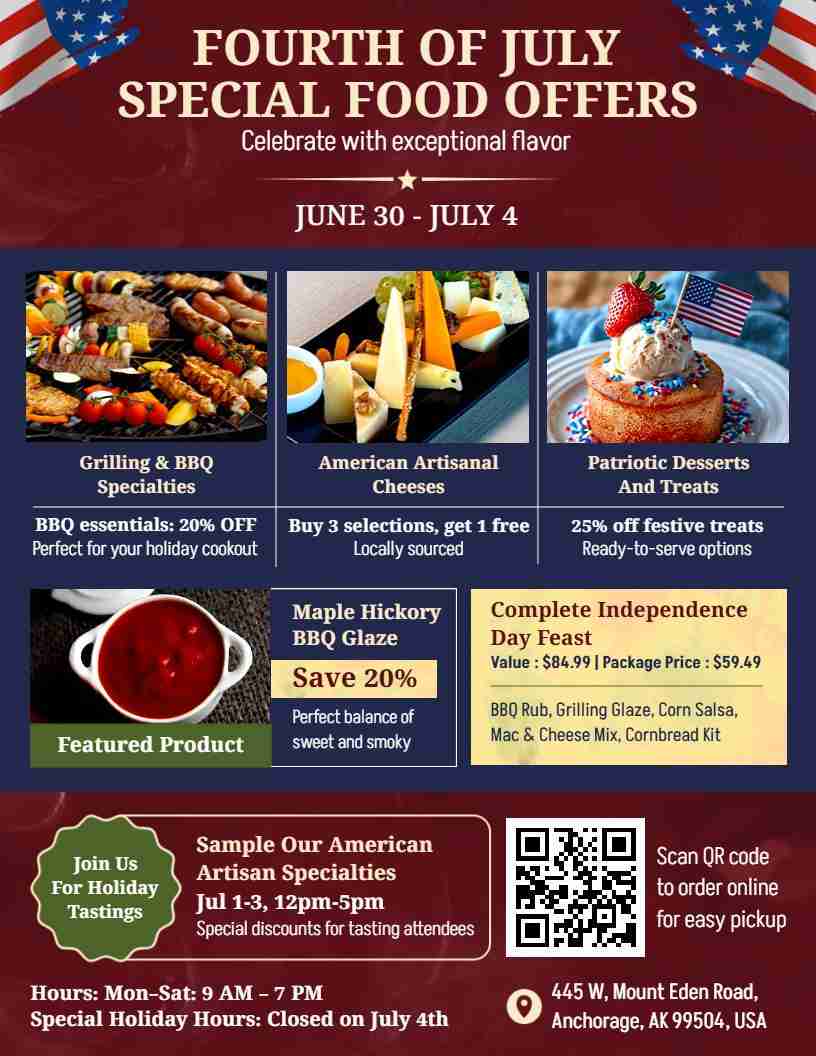 4th Of July Food And Gourmet Sale Flyer Template