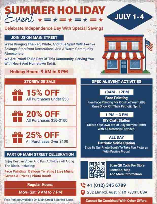 4th of July Flyer Template with Clean CTA