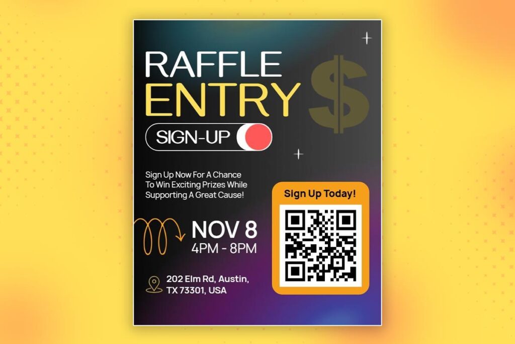 Raffle flyer CTA placement strategies with urgent, visible, and conversion-focused design