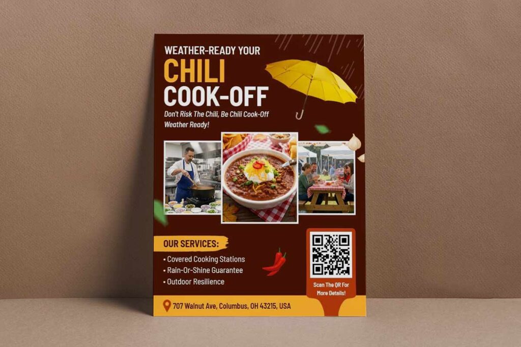 Weather-ready visuals showing outdoor event setups with fall season preparedness