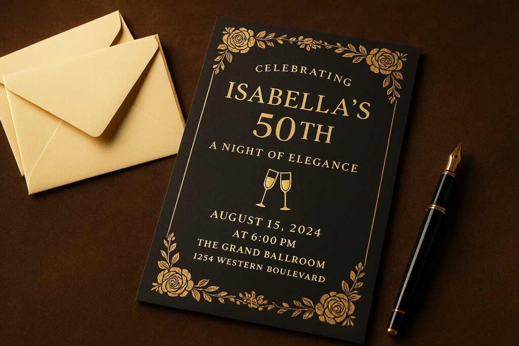 50th birthday flyer elegant design
