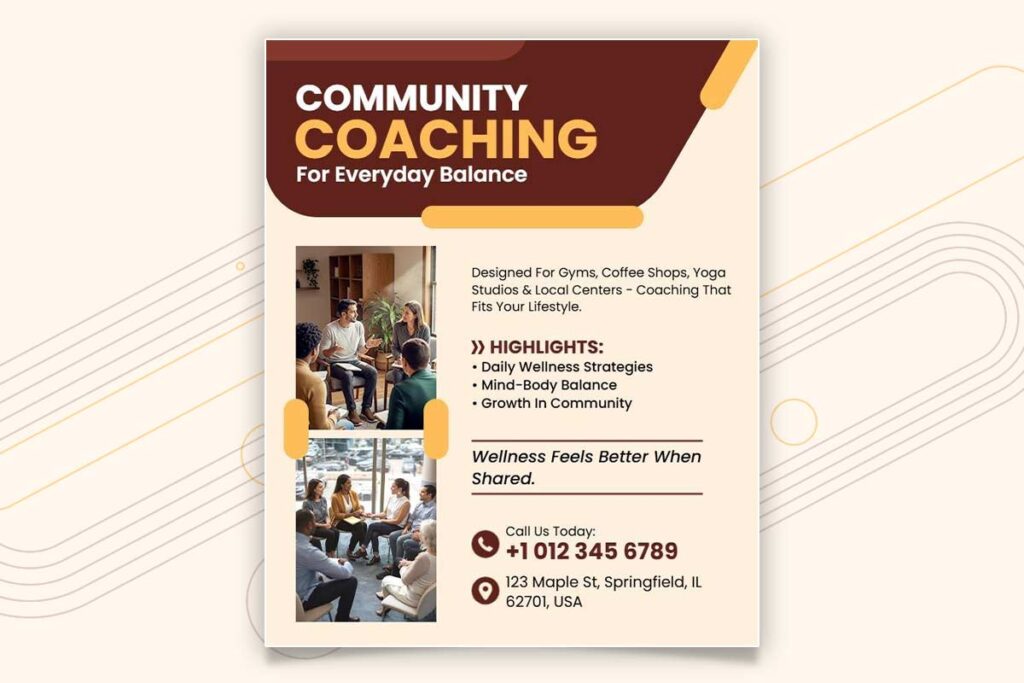 Coaching flyers targeting corporate and personal development audiences