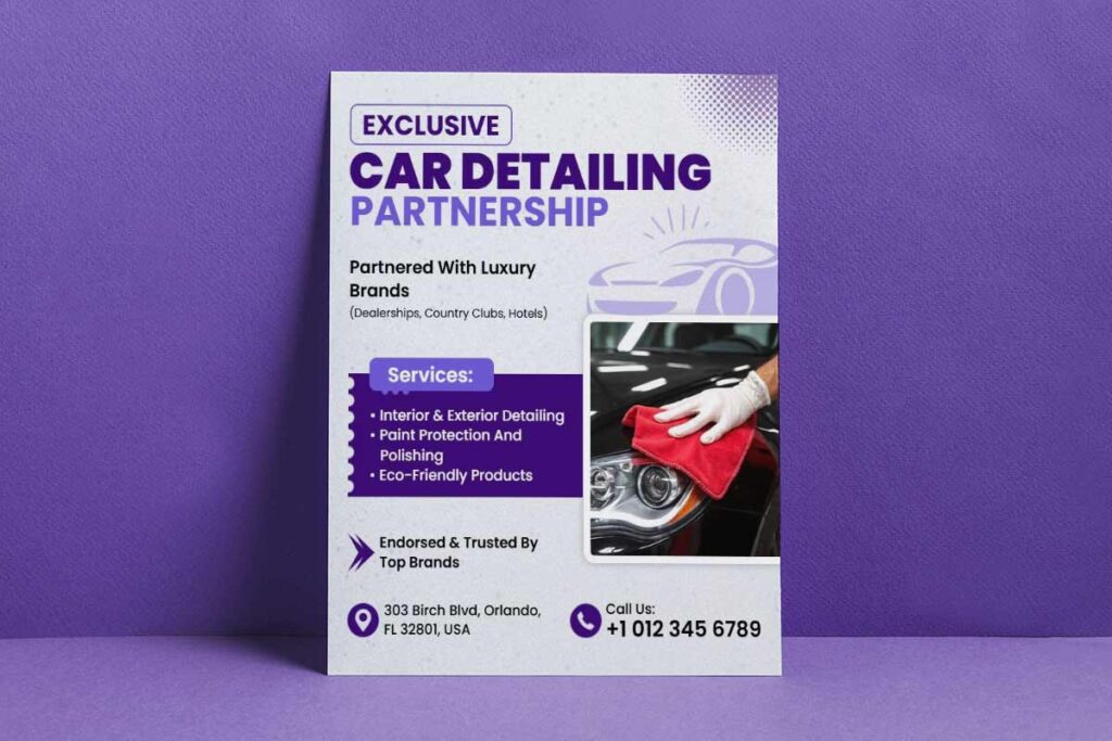Partnership flyers with dealerships, agencies, and endorsements