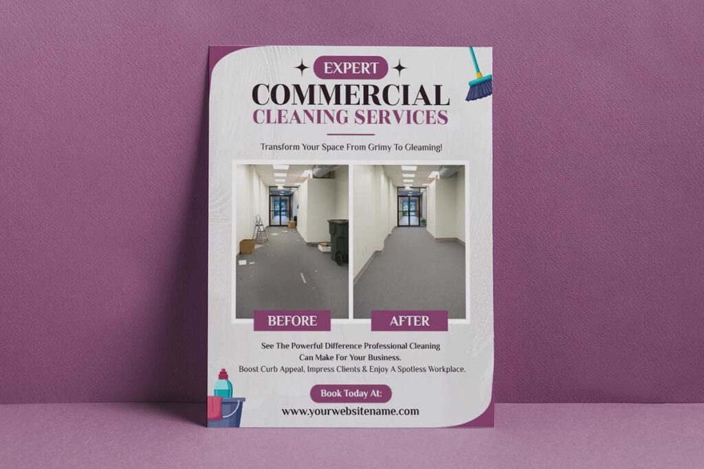 Before and After Expert Commercial Cleaning Services Flyer