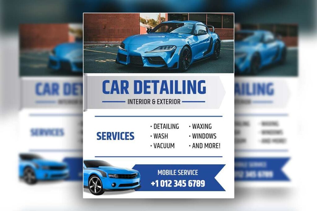 Bold Blue Car Detailing Service Mobile Flyer