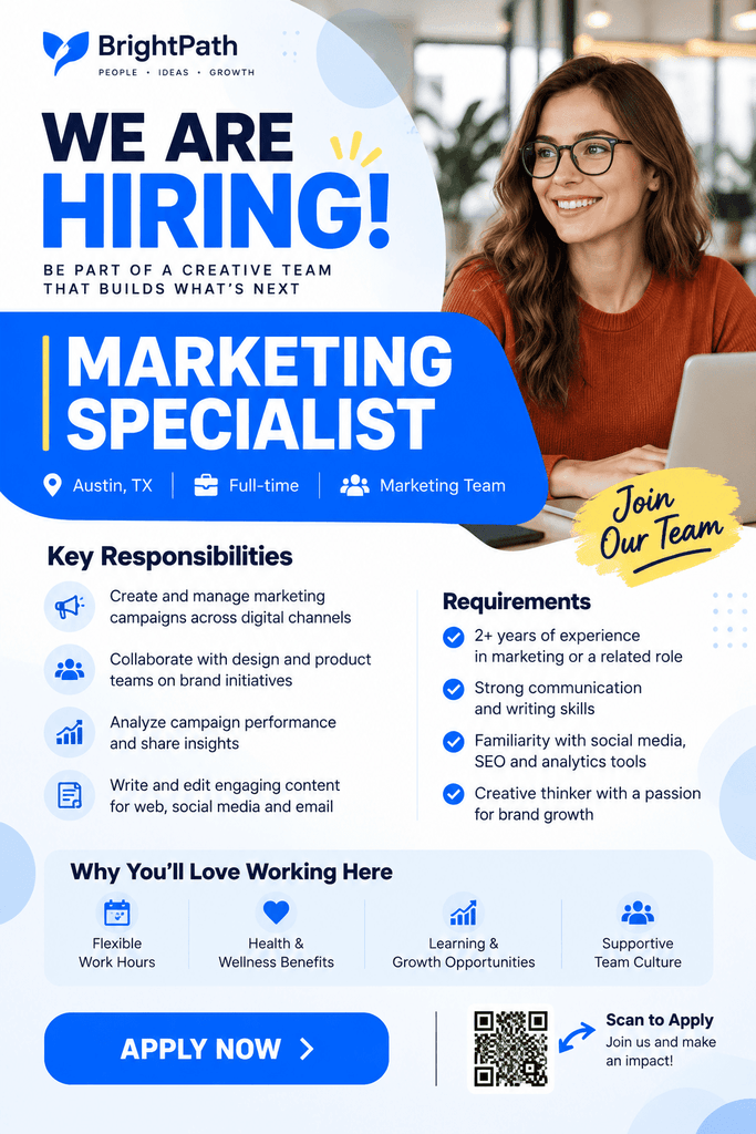 BrightPath Marketing Specialist Recruitment Flyer