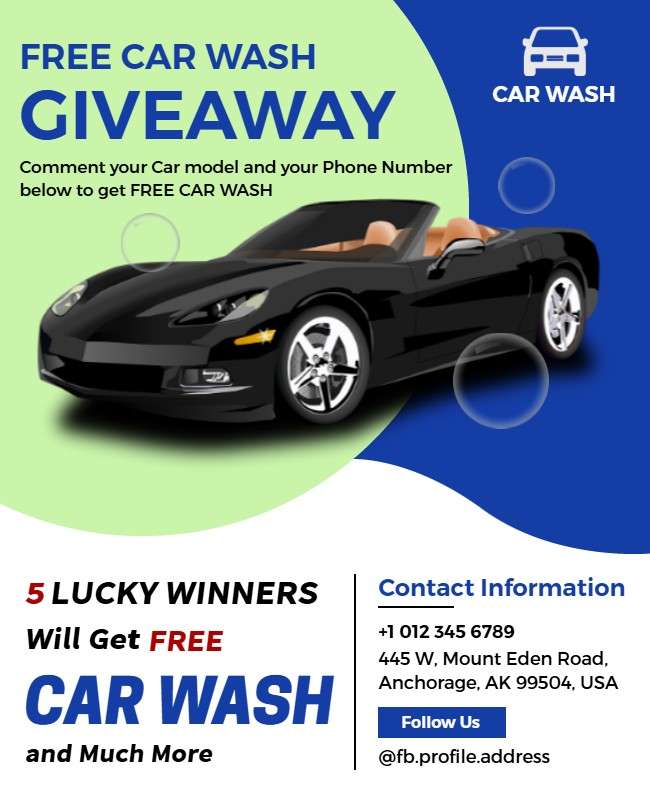 Giveaway car wash flyer