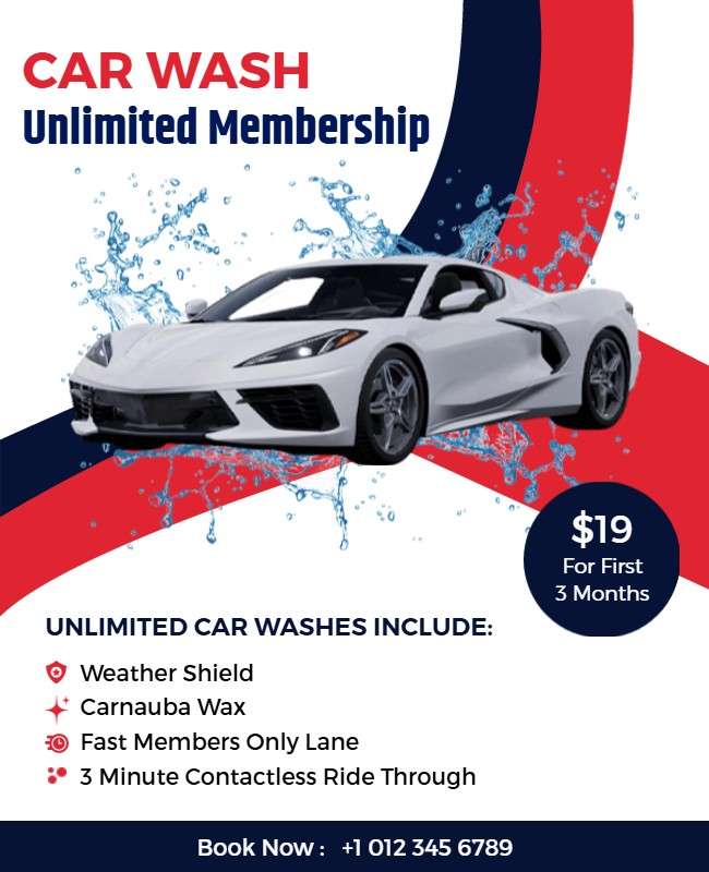 Car washing membership flyer