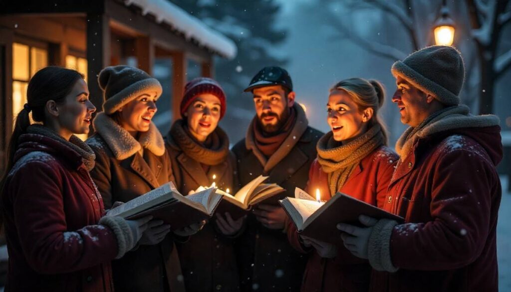 Carolers Singing in Snow