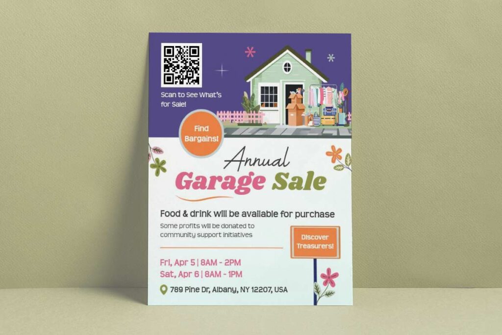 Charming Illustrated Annual Garage Sale Flyer