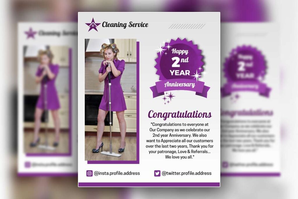 Cleaning service anniversary flyer