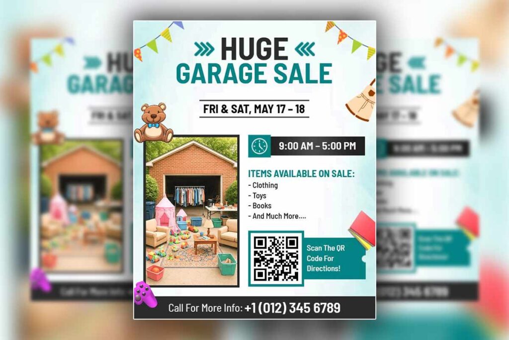 Colorful Playful Decoration for Huge Garage Sale Flyer