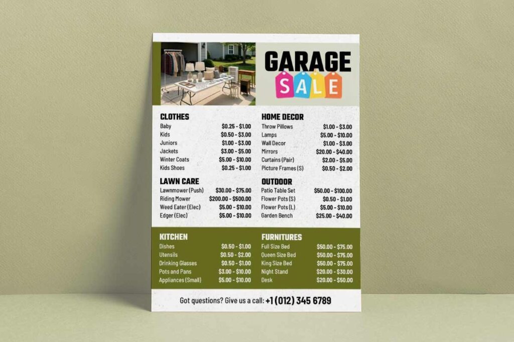 Colorful Weekend Community Garage Sale Overview Flyer