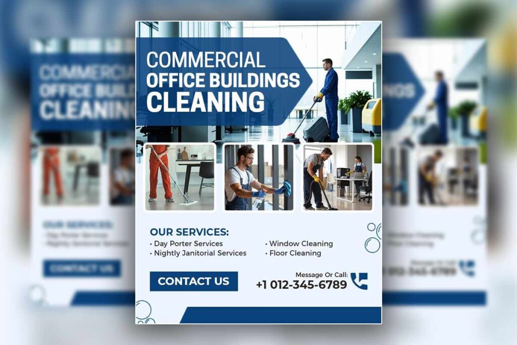 Commercial office cleaning services flyer