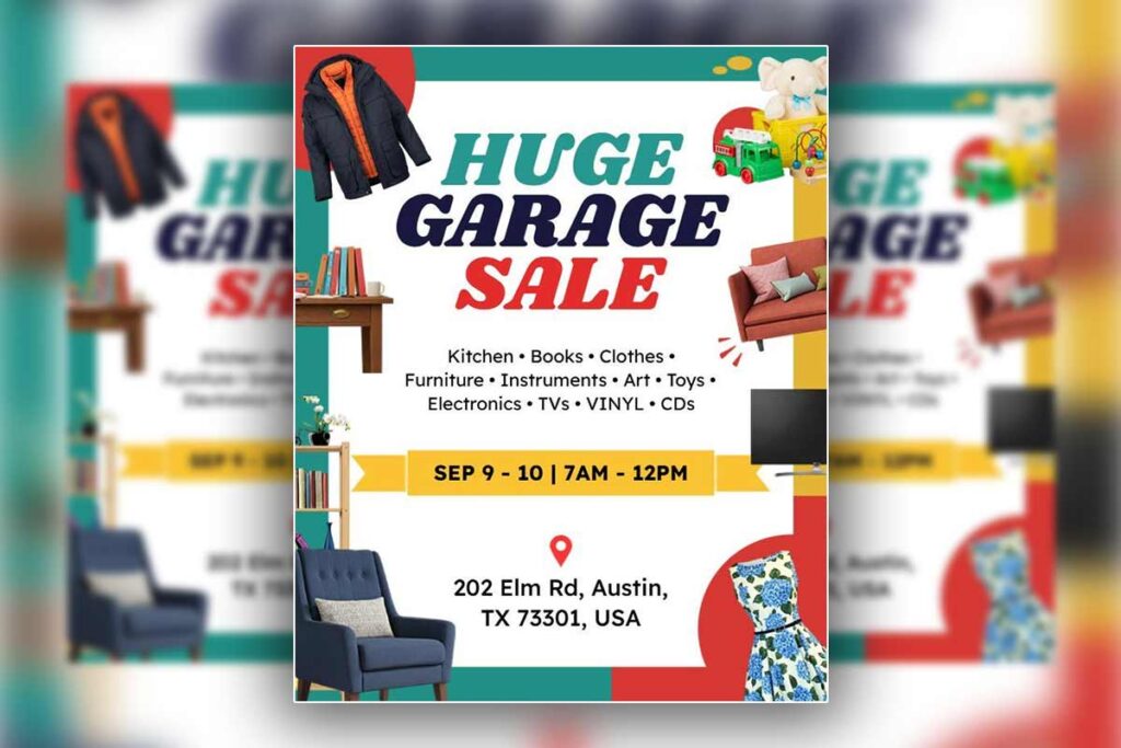 Community Huge Garage Sale Announcement Flyer