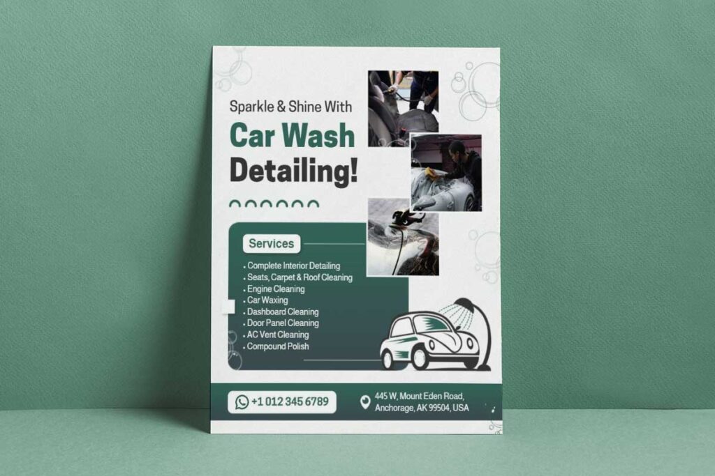 Comprehensive Car Washing and Detailing Service Flyer