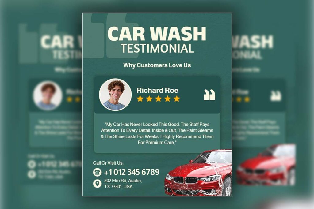 Customer Testimonial Car Wash Flyer