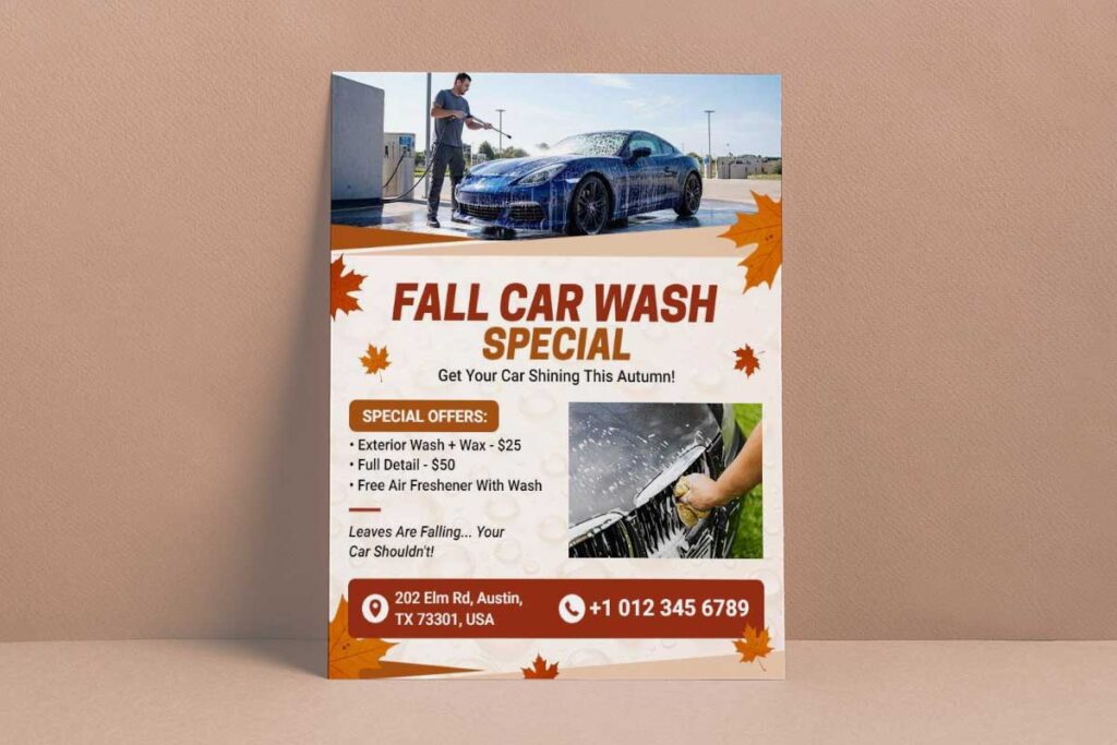 Fall Car Wash Special Promotion Flyer