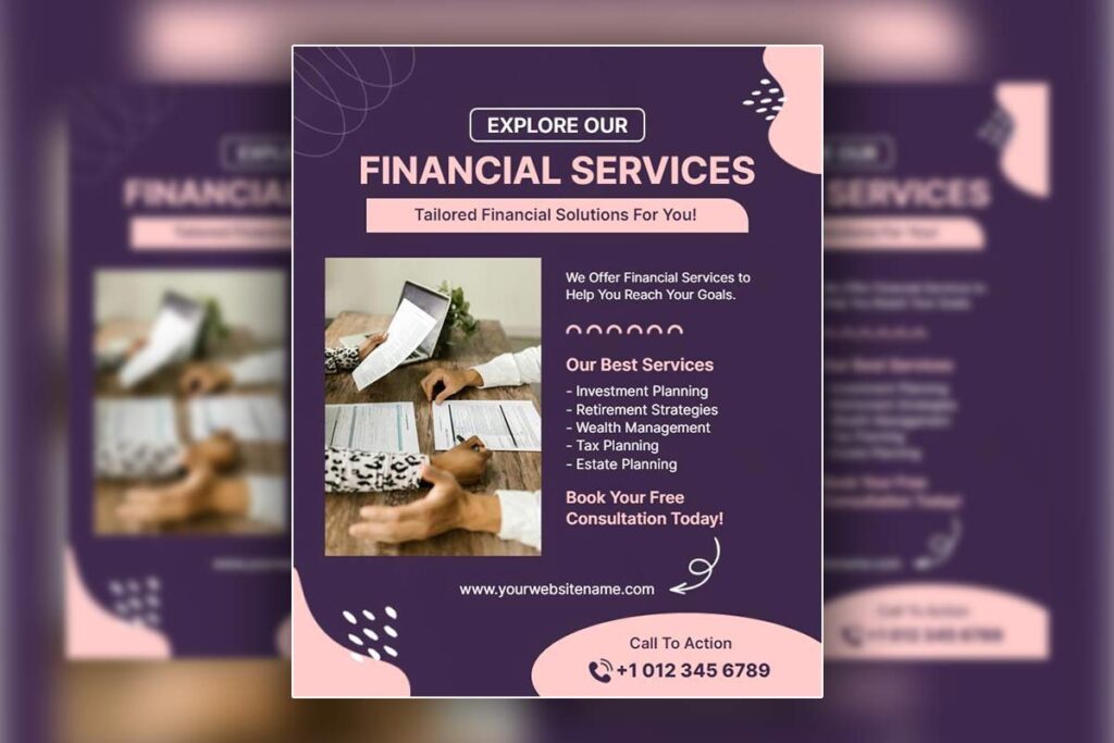 Financial services flyer with investment planning