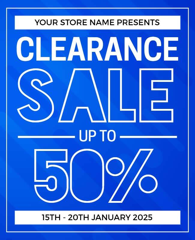 Clearance sales flyer featuring bold 'Clearance' text, discounted prices, and a clean, minimalist design