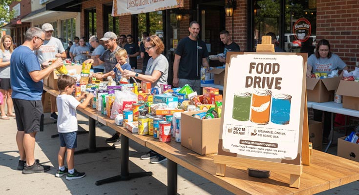 Food Drive Flyers for Local Restaurant Community Building
