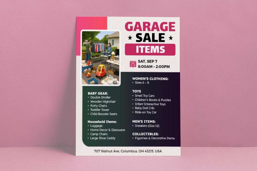 Garage Sale Items List Promotion Flyer