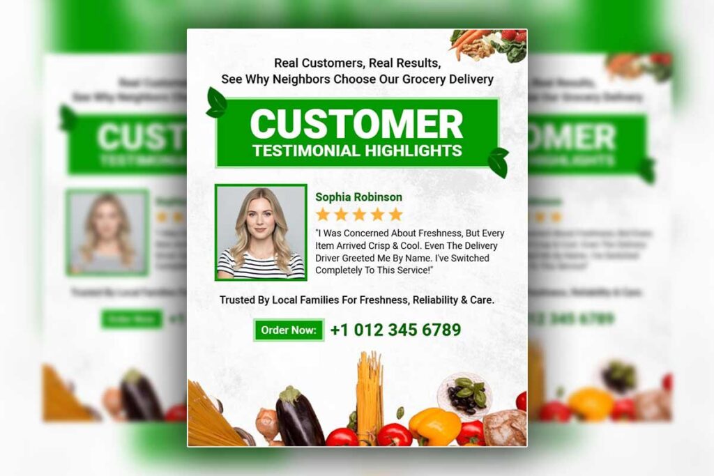 Grocery Delivery Customer Testimonial Flyer