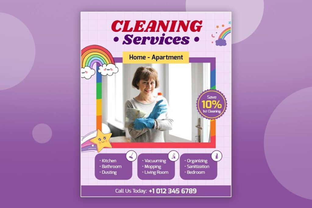Home and apartment cleaning services flyer