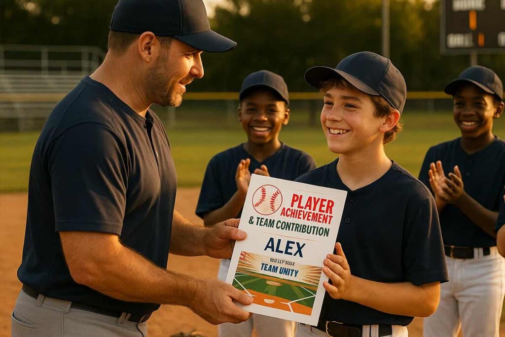 Baseball team flyer spotlights individual achievements