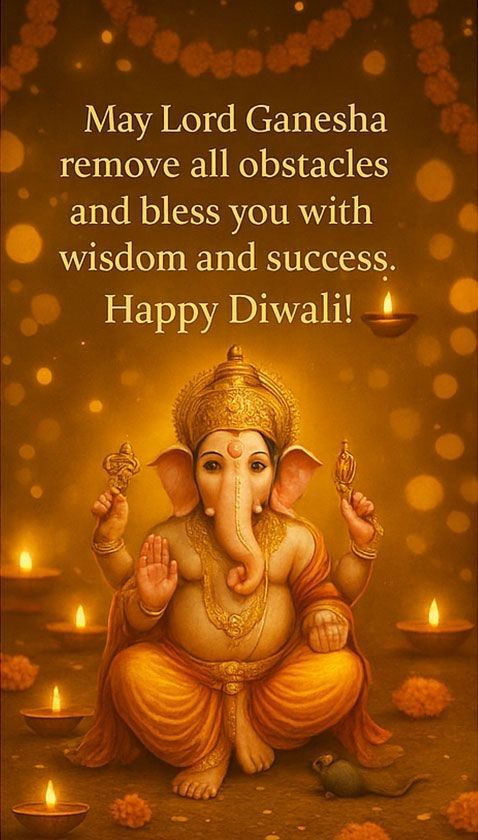 Lord Ganesha with diyas