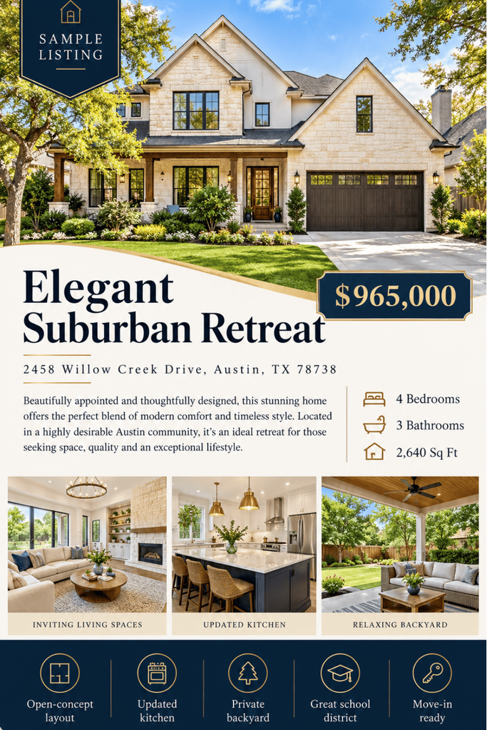 Luxury Suburban Retreat Flyer