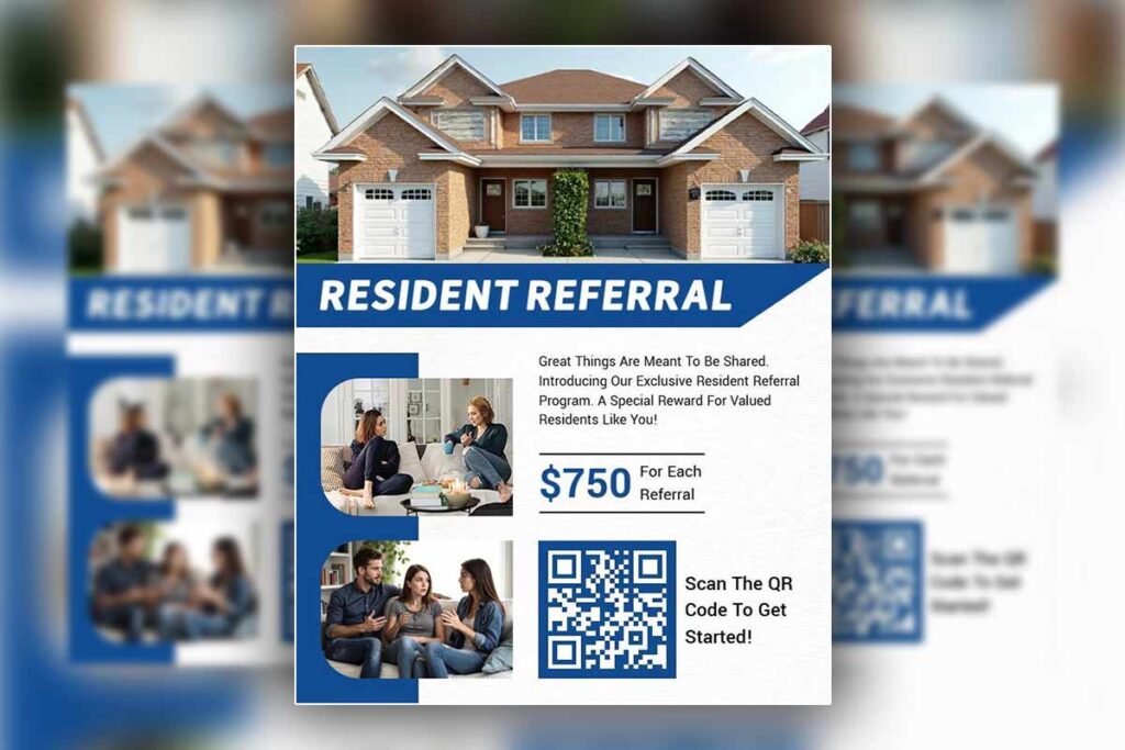 Modern Blue Residential Referral Program Flyer