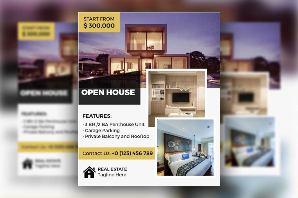 Modern Stylish Open House Penthouse Real Estate Flyer
