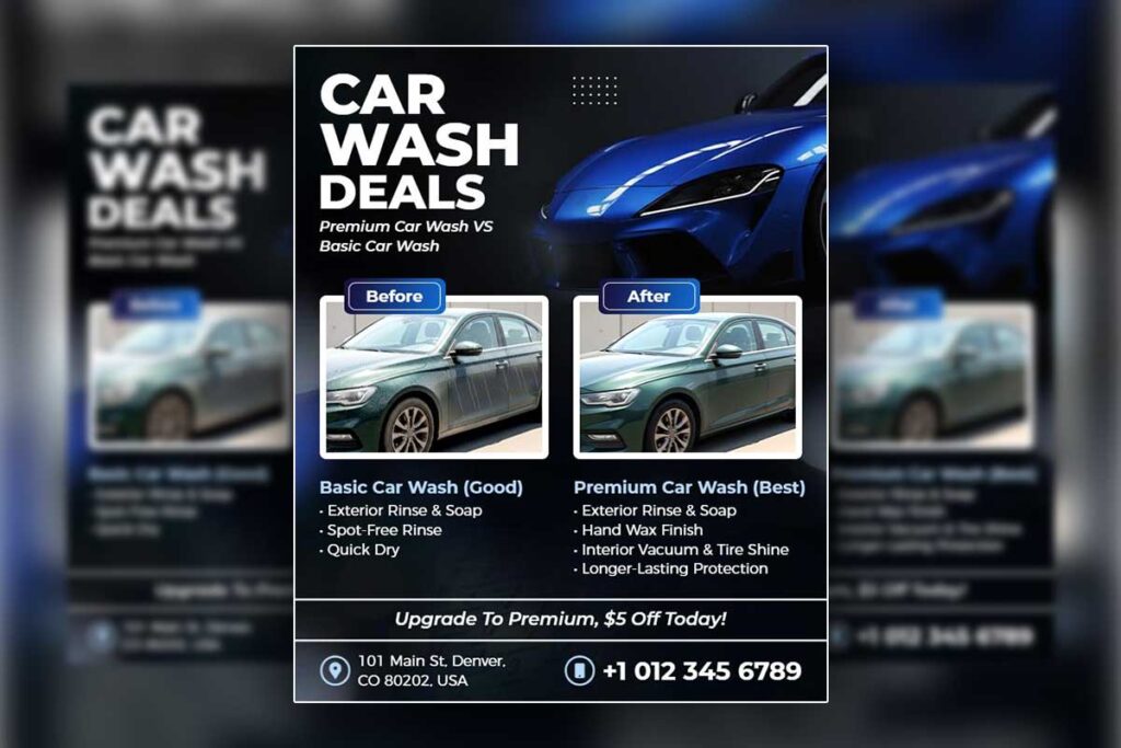 Premium and Basic Car Wash Deals Flyer