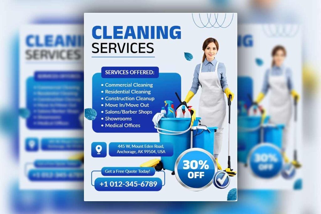 Professional cleaning services promotional flyer