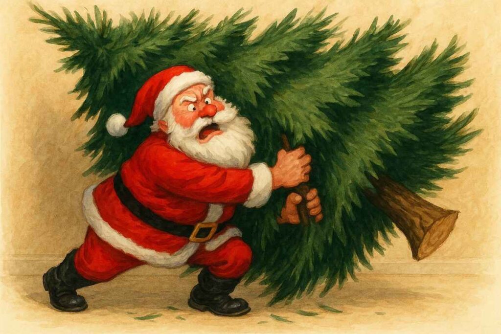 Santa's Christmas Tree Struggle